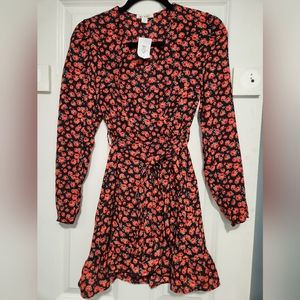 Francesca's Black and Red Floral Rose Mini Dress